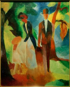 Gente en el lago azul de August Macke